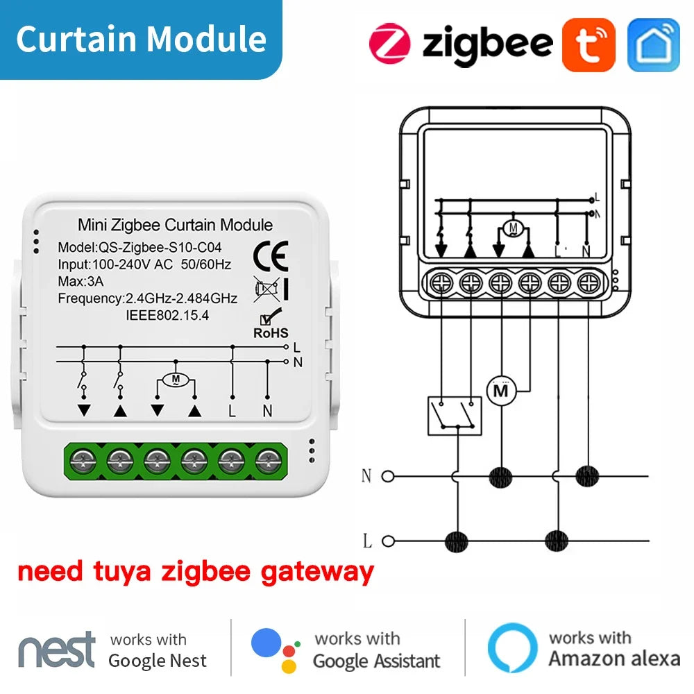 TNCE Tuya Switch Light Curtain Dimmer WIFI Zigbee, Smart DIY MINI Module, Roller Blinds Shutter Breaker, voice alexa google home