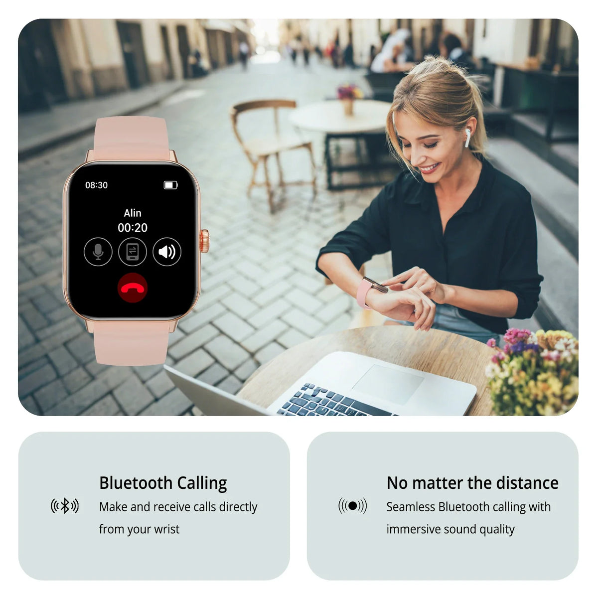 AIWR Peps 1S Smart Watch, GPS 1.96" AMOLED Smartwatch, AI Watch Faces ChatGPT, Bluetooth Calling 5ATM Waterproof for Android iOS