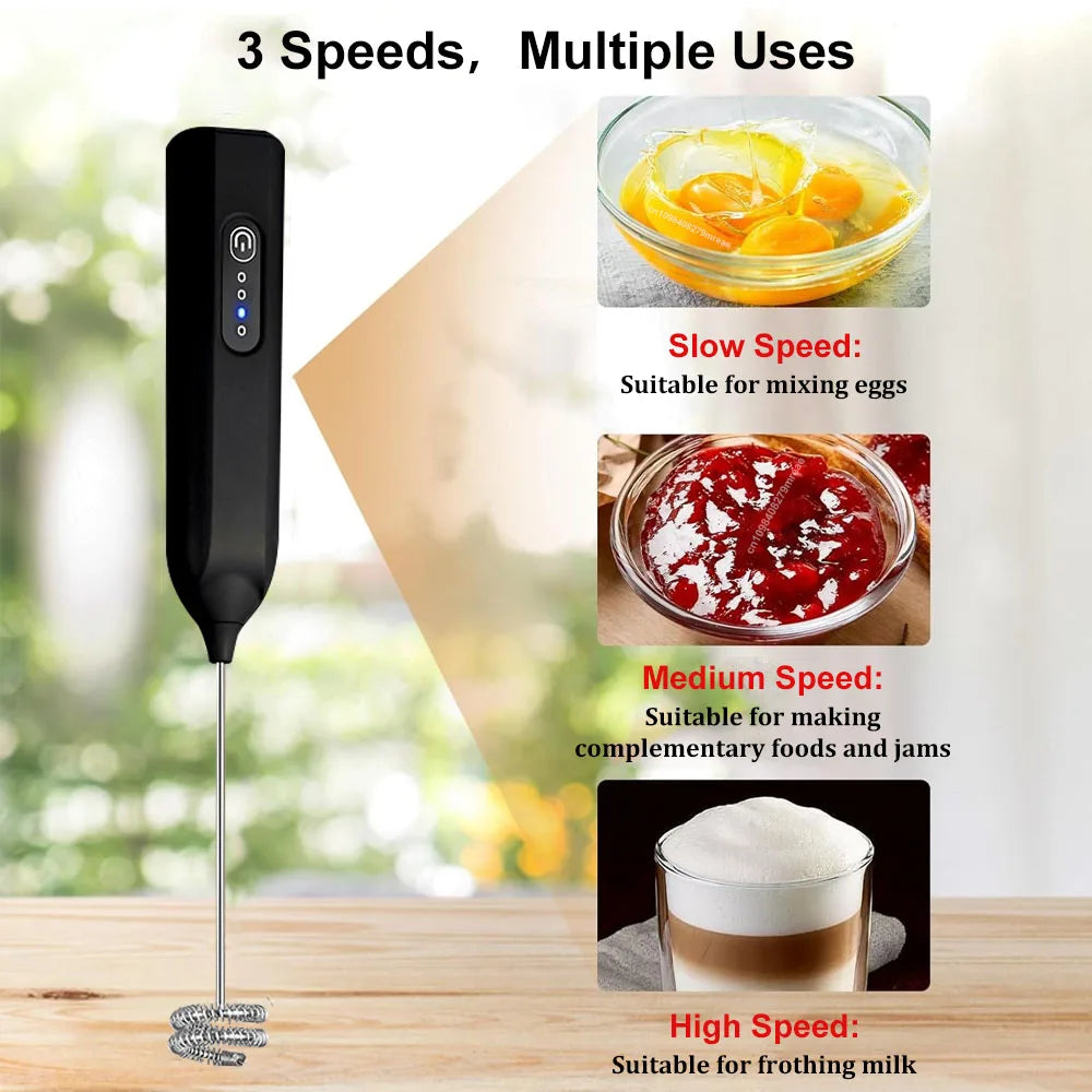 Wireless Milk Frother USB Rechargeable Electric Automatic Rotary Blender Handheld Milk Foamer for Coffee Cappuccino Cream Maker