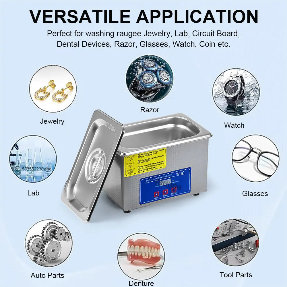 Ultrasonic Cleaner 40KHZ High Frequency Vibration Ultrasonic Washing Bath for Jewelry Watches Denture Glasses Ultrasonic Cleaner