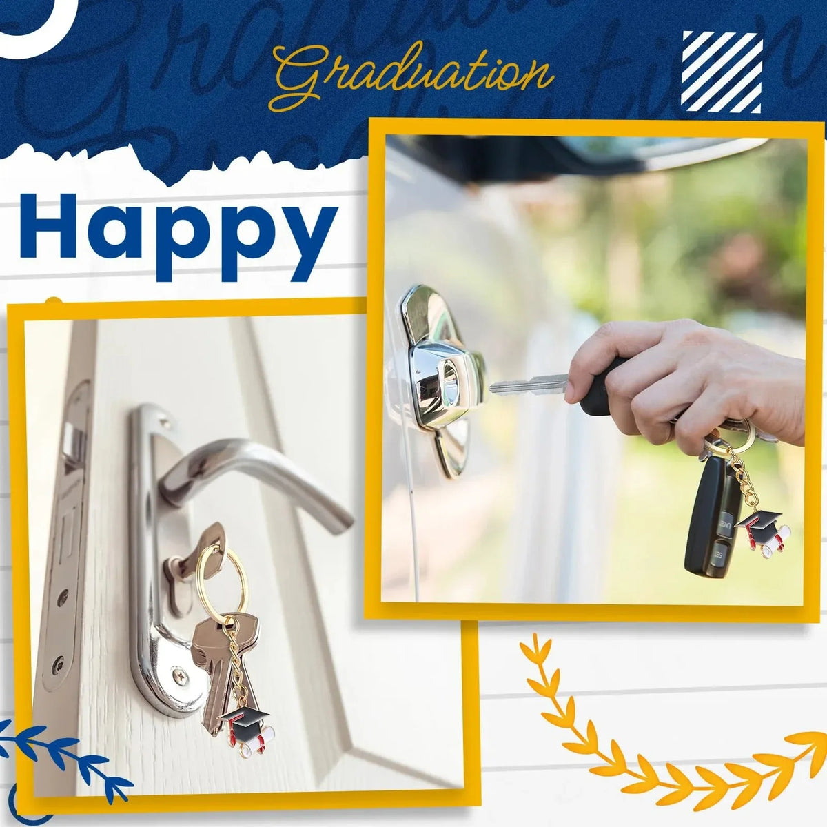 10 Sets Graduation Gifts Class of 2024 Graduation Inspirational Keychain Employee Appreciation Motivational Cards Congratulatio