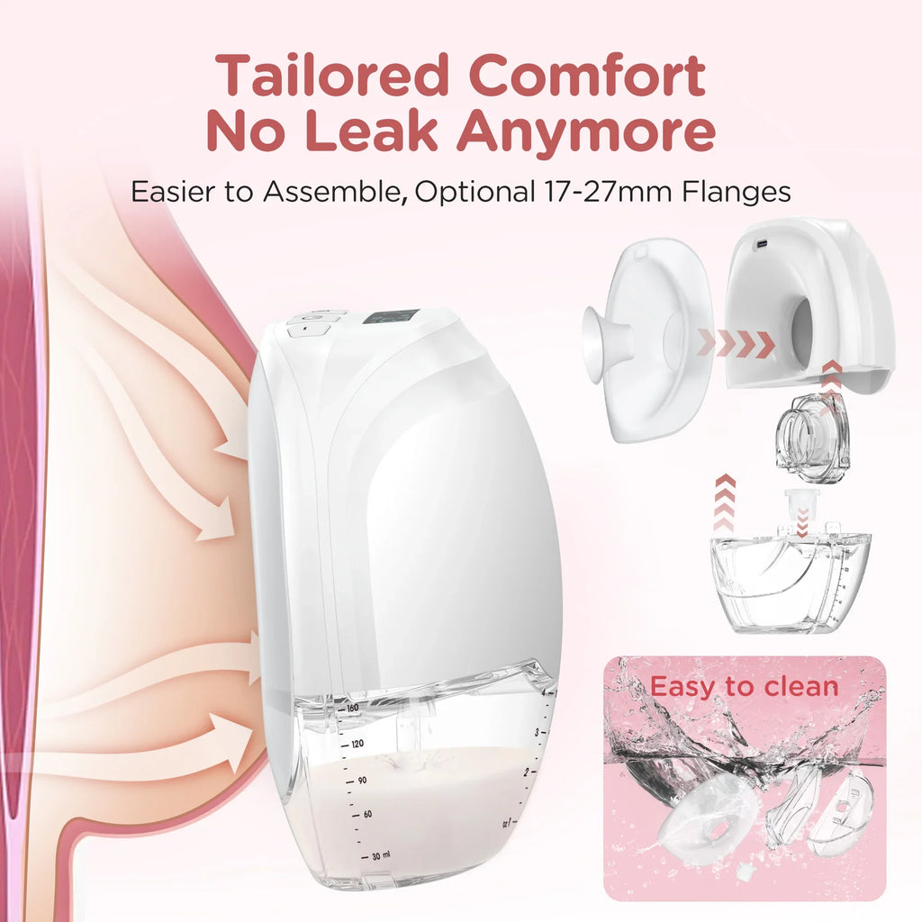 Wearable Breast Pump, Hands-Free, with Longer Battery Life & LED Display, Leakproof Design, Portable Electric Breast Pump with 3 Modes & 12 Levels & Low Noise, Portable Breastfeeding Device with Carrying Case.