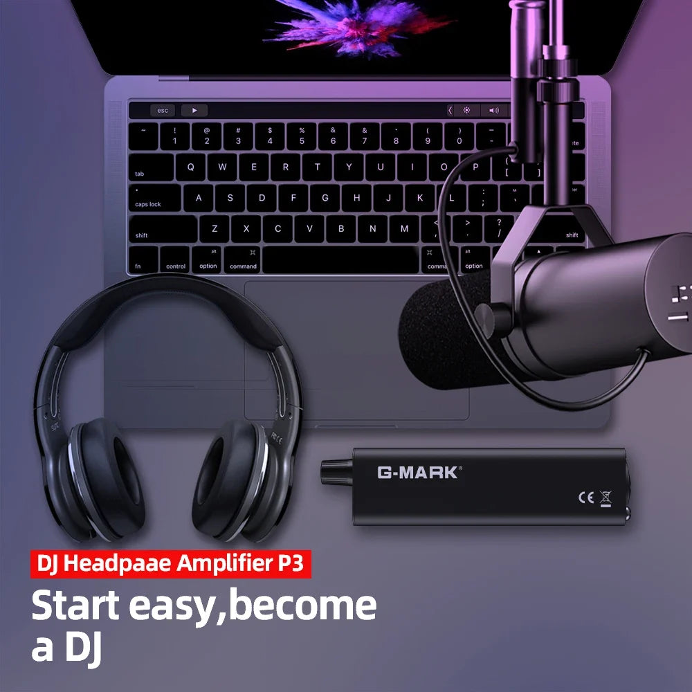 Headphone Amplifier G-MARK P3 Personal In-Ear Monitor Amplifier Stereo/Mono For Musicians DJ Stage Built-in Lithium Battery