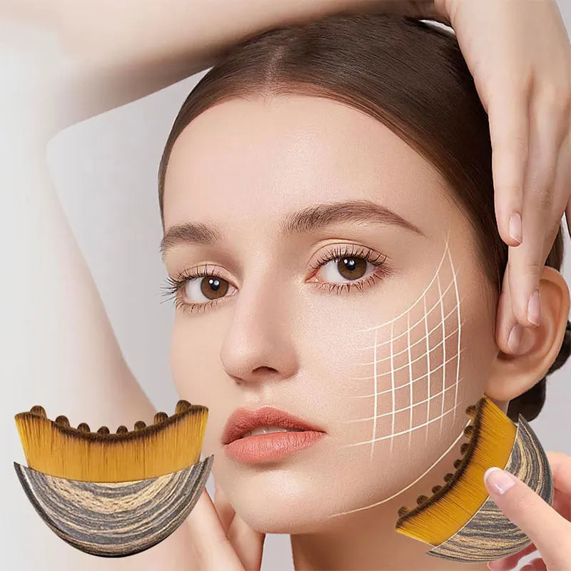 Lymphatic Contour Face Brush Chin&Jawline Dry Brushing Massager for Relieve Fatigue Chin Sculpture Ergonomically Designed