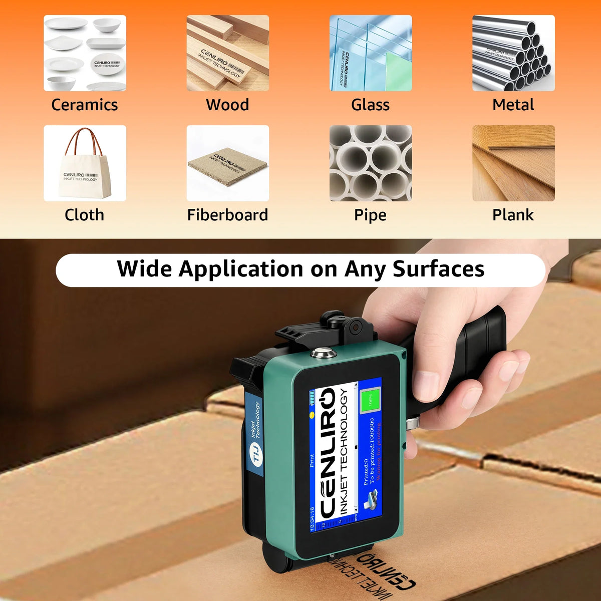 Cenliro CL05P Detachable Handheld Inkjet Printer 12.7mm Mini TIJ Printer for QR Barcode Batch Date Number Expiry Logo