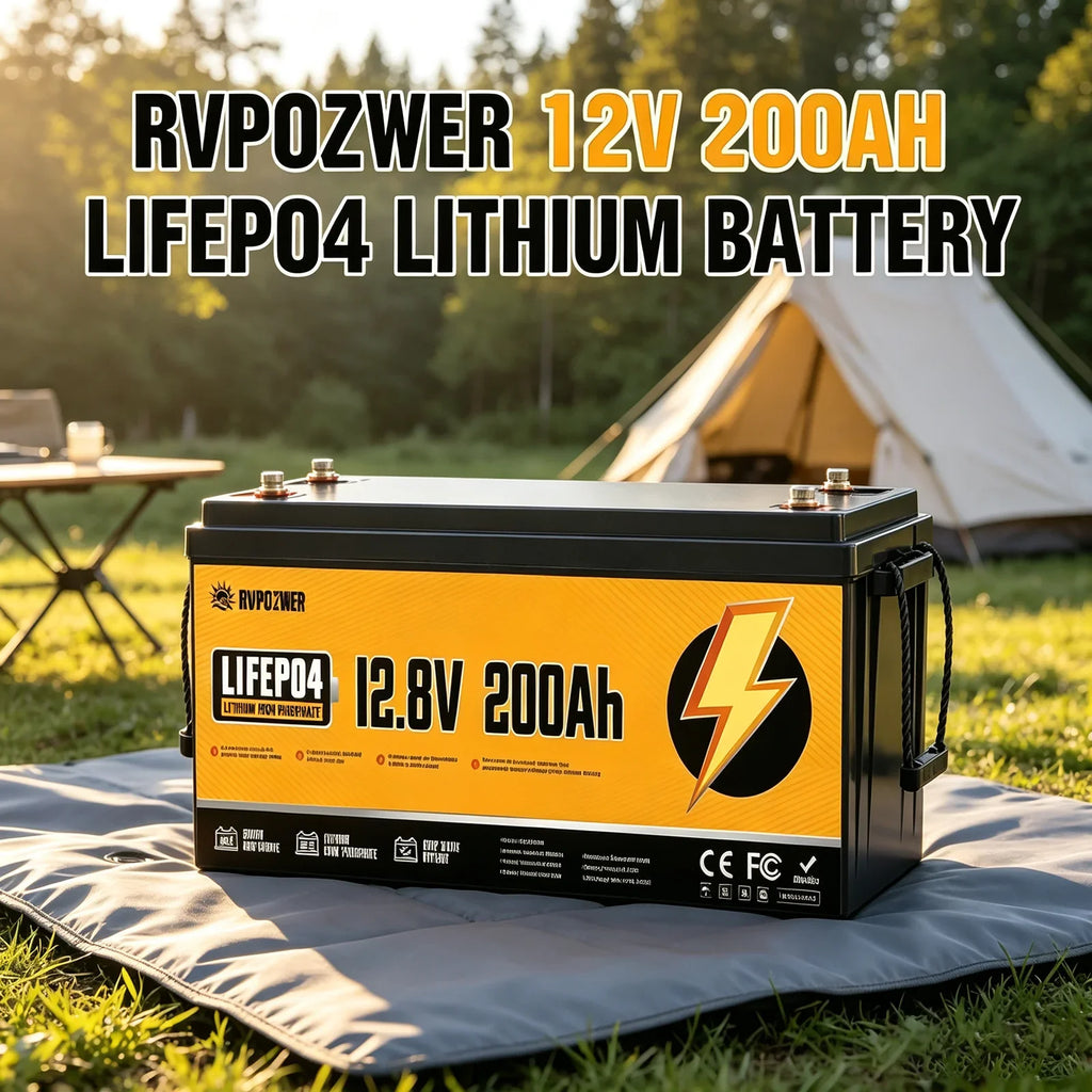 RVPOZWER LiFePO4 Lithium Battery, Deep Cycle Rechargeable, Long Service Life Portable Power Battery for RV, Boat, Travel Trailer, Camper Van, Off-Grid Solar System, 12V/200Ah/2560Wh