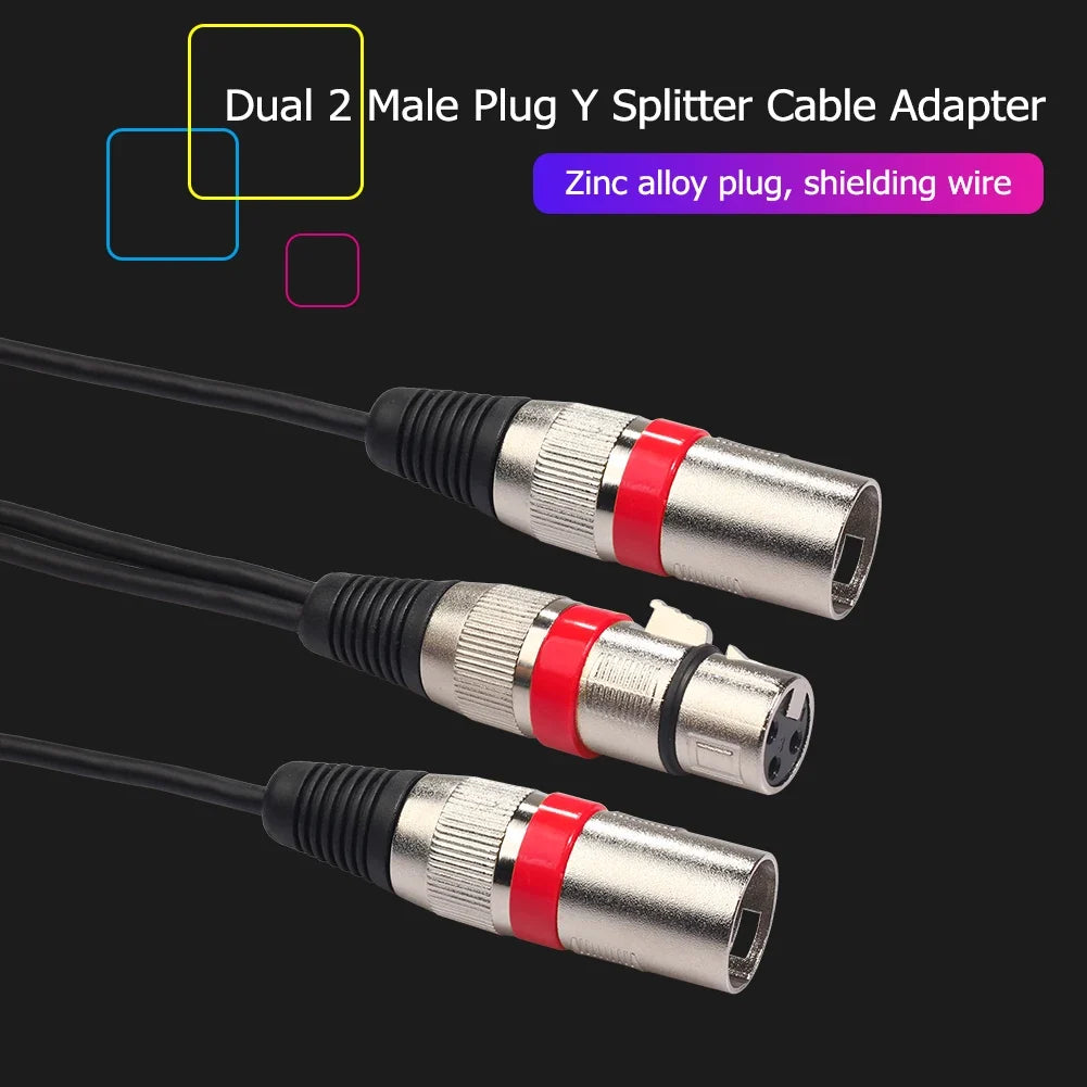 30cm 3Pin XLR Female Jack to Dual 2 Male Plug Adapter Cable Microphone Splitter Cord for Mic Amplifier Speaker Mixer Accessories