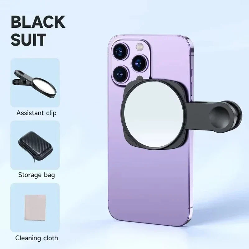 Smartphone Camera Mirror Reflection Clip Kit Portable Mobile Phone Camera Mirror Clip With Storage Bag Phone Rear Selfie Mirror