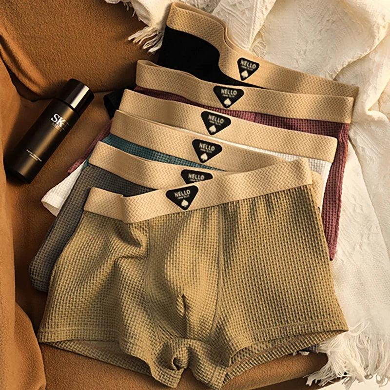 3Pcs Men's Underwear Ice Silk Mesh Boxer Shorts Sexy Panties Man Underpants Thin Male U Convex Lingerie Wholesale Lots L-6XL