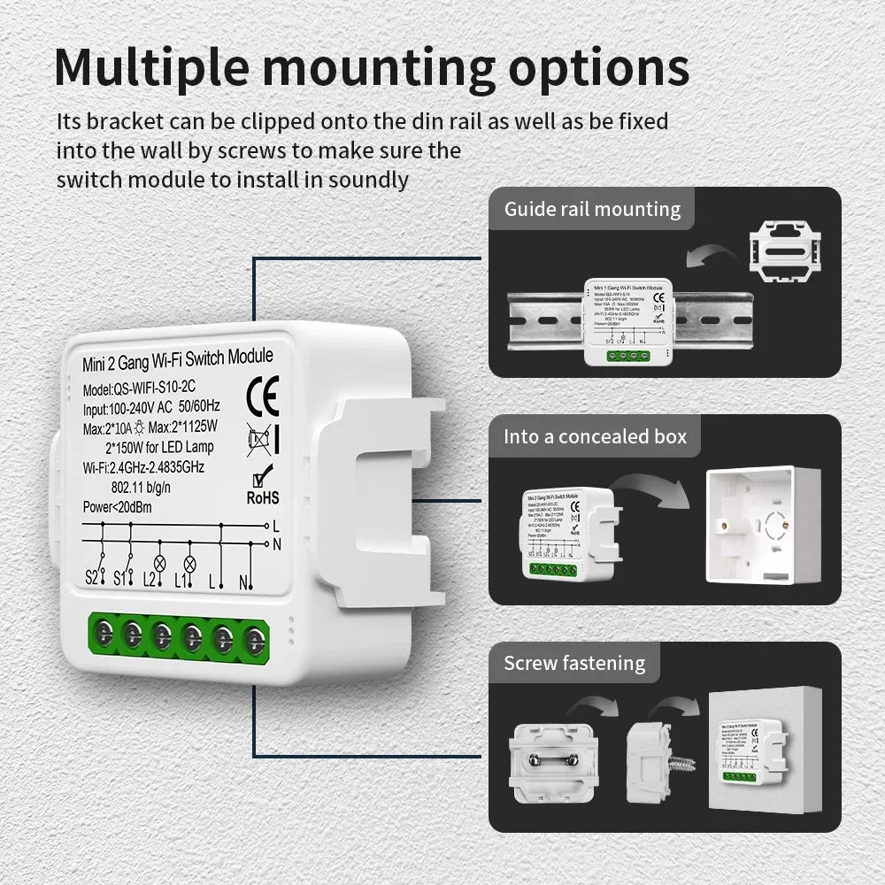 TNCE Tuya Switch Light Curtain Dimmer WIFI Zigbee, Smart DIY MINI Module, Roller Blinds Shutter Breaker, voice alexa google home