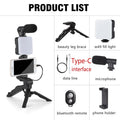 Smartphone Vlogging Kit With Tripod Phone Holder Mini Microphone LED Fill Light Starter For TikTok Live Stream Video YouTube