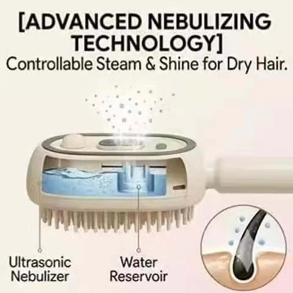 2026 Electric Steaming Hair Straightener Brush Electric Spray Air Cushion Massage Hair Brush Rechargeable Detangling Steam Brush