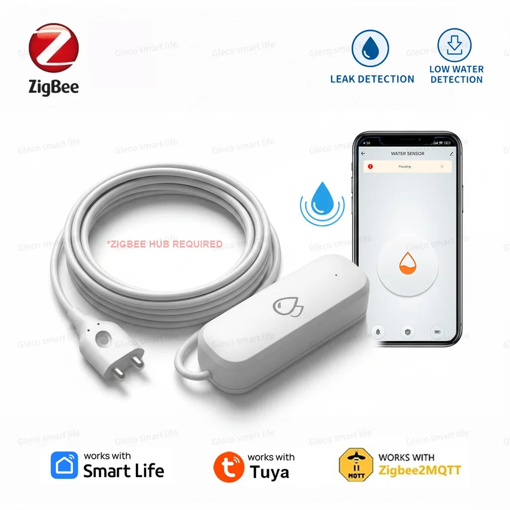 ZigBee Water Sensor Leakage Alarm Flood Leak Detector Smart Home Automation Security Protection Monitor For Tuya Smart Life Z2M