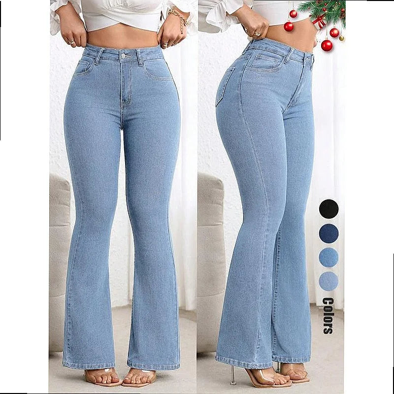 High Waist Flare Jeans Women Stretchy Slim Bootcut Pants Push Up Tummy Control Denim Jeggings Spring Summer