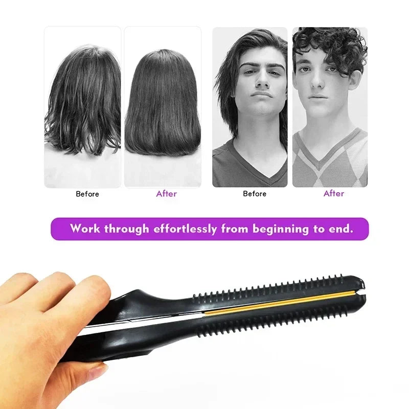 2-in-1 Mini Hair Straightener Curling Iron Professional Ceramic Short Flat Iron for Women & Men Beard Straightener