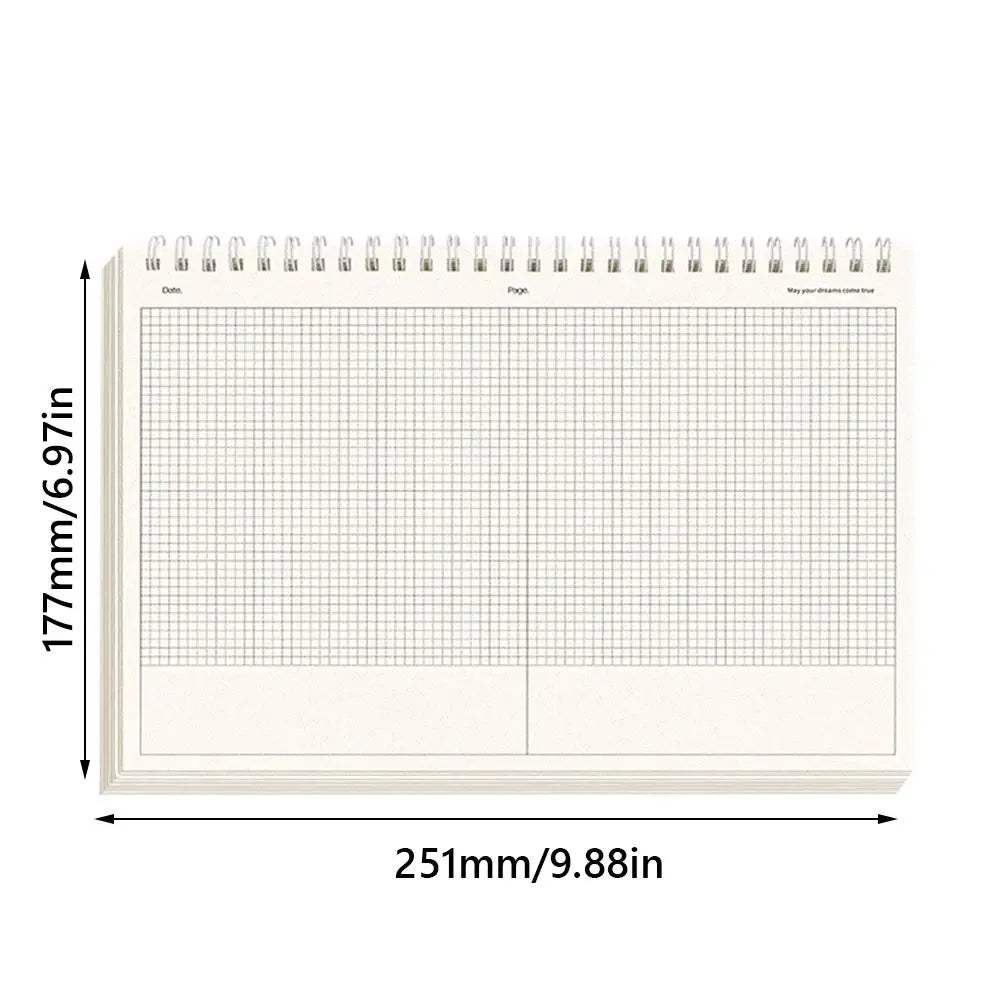Multi-functional Thicken Paper Coil Notebook Grid/Horizontal Lines Partition Design B5 Notepad Flip-up Notepad School Office