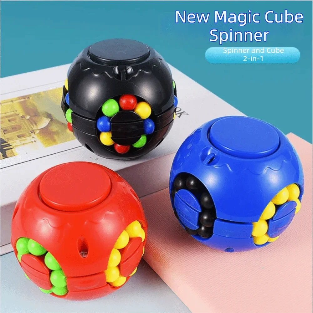 Creative Plastics Magic Bean Cube Spinner Finger Gyro Rotating Ball Finger Spinner Gyro 3D Stress Relief Toy
