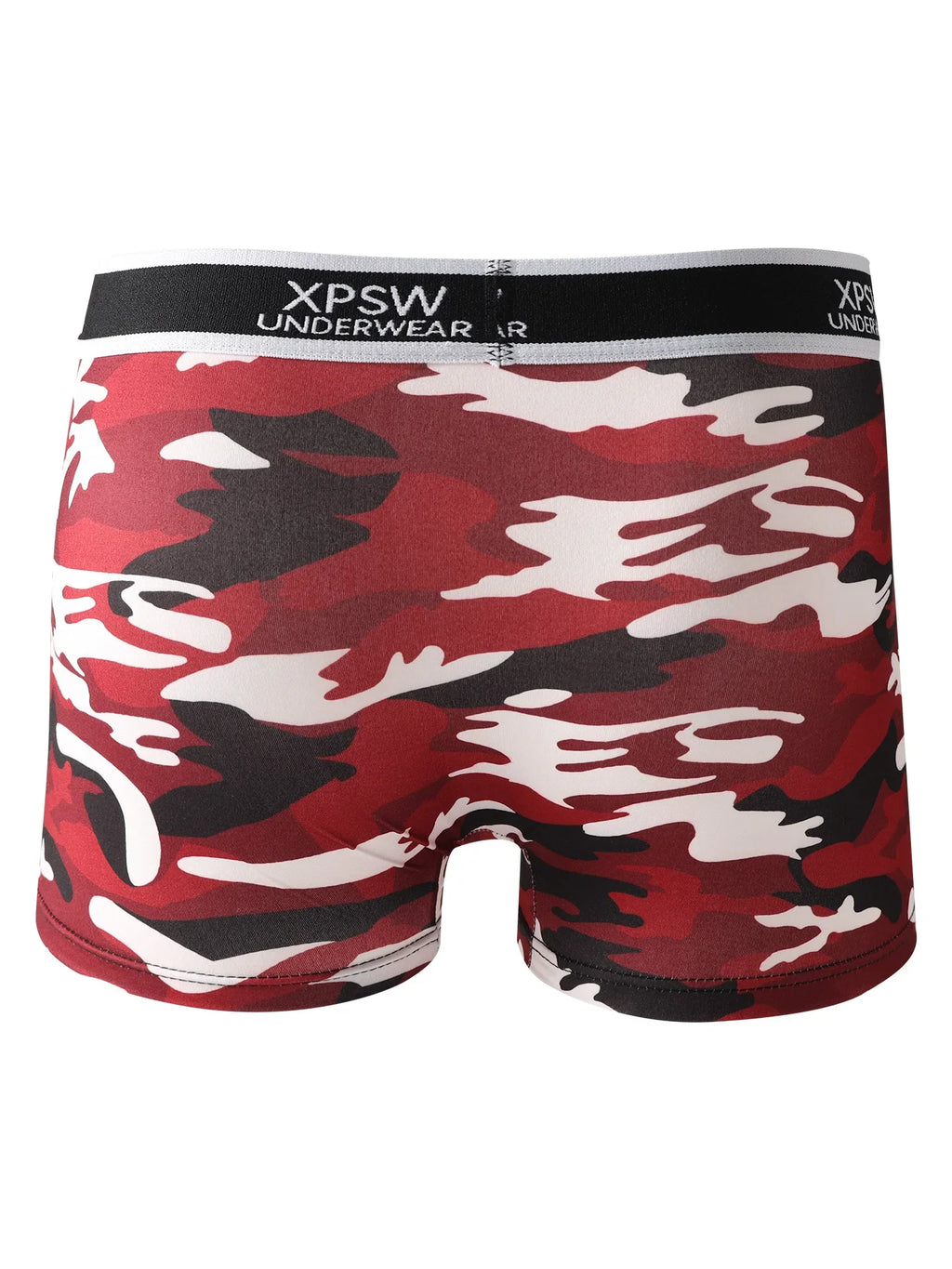 Men's 4-Pack Polyester Boxer Briefs - Camouflage Print, "XPSW UNDERWEAR" Waistband