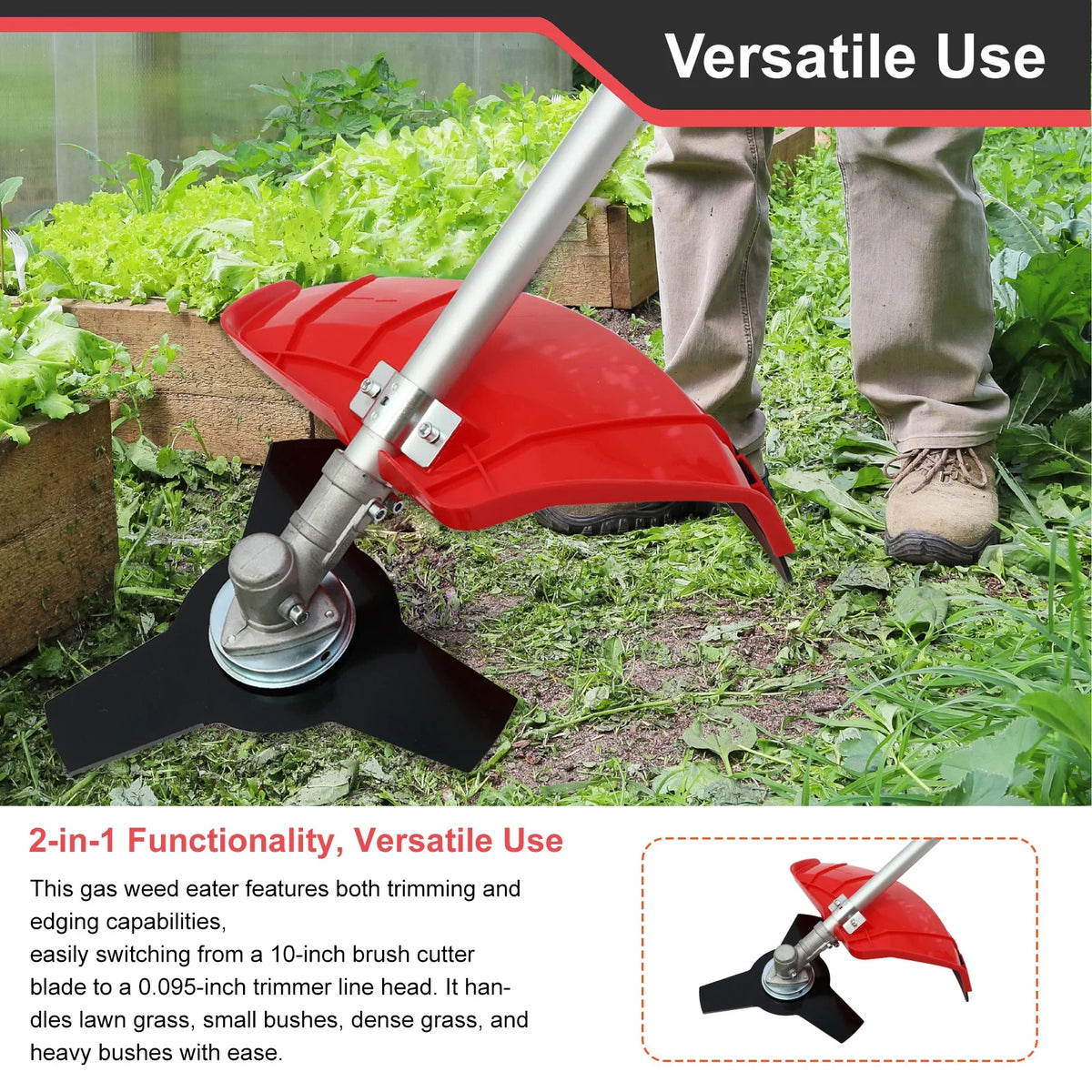 4-Stroke Gas Weed Eater 31cc 15lb 13 in Straight Shaft Trimmer Cordless Weed Wacker Light High-Power for Lawns and Garden Care
