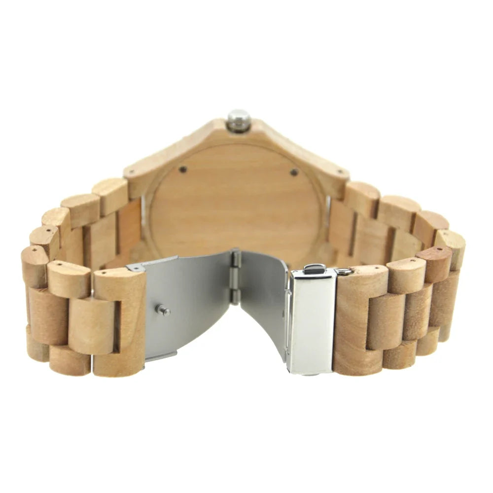 Wooden Watch for Men, Stylish Quartz Wristwatch with Natural Wood Finish