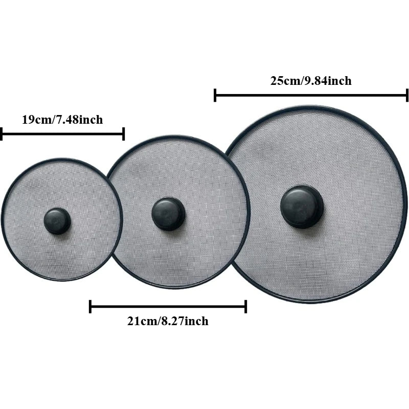 3Pcs 7.4+8.3+9.8in Splatter Guard Screens Mesh Grease Splatter Lid, Oil Proof Pan Cover Kitchen Cooking Accessories