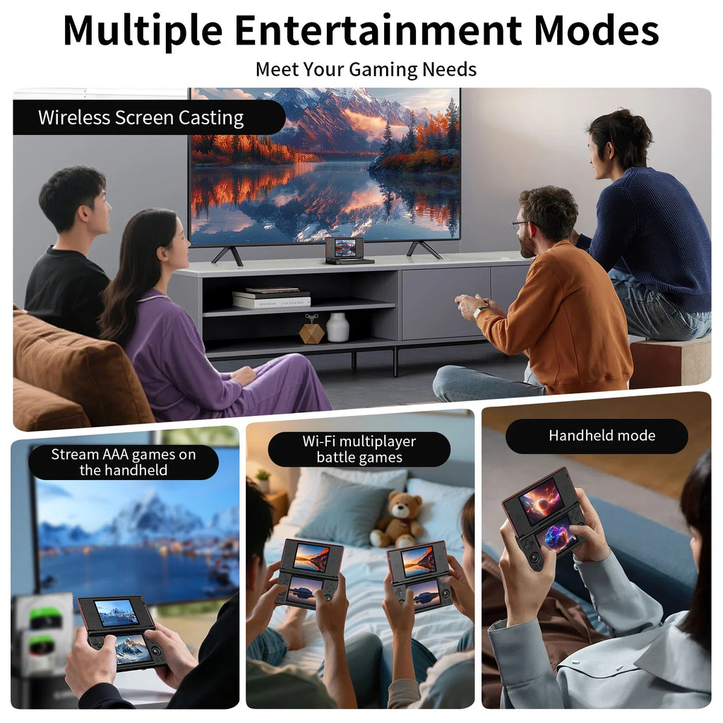 Anbernic RG DS Flip Handheld Game Console 4" IPS Dual Screen Android/Linux Dual OS 4000mAh Video Games RixelHK Wifi Streaming AI