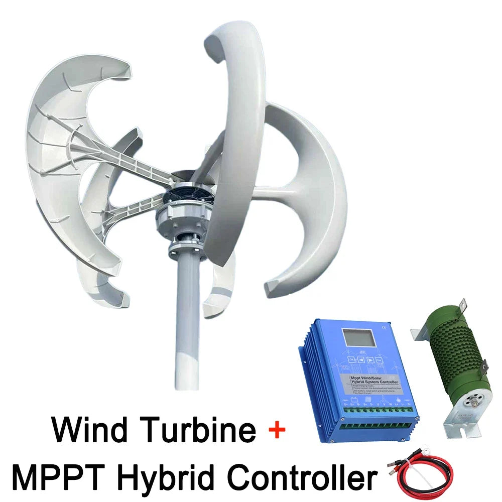 Home 10KW Vertical Wind Power Turbine 3KW 5KW 8KW 12V 24V 48V Lantern Shape Low Noise Roof Windmill With Hybrid MPPT Controller
