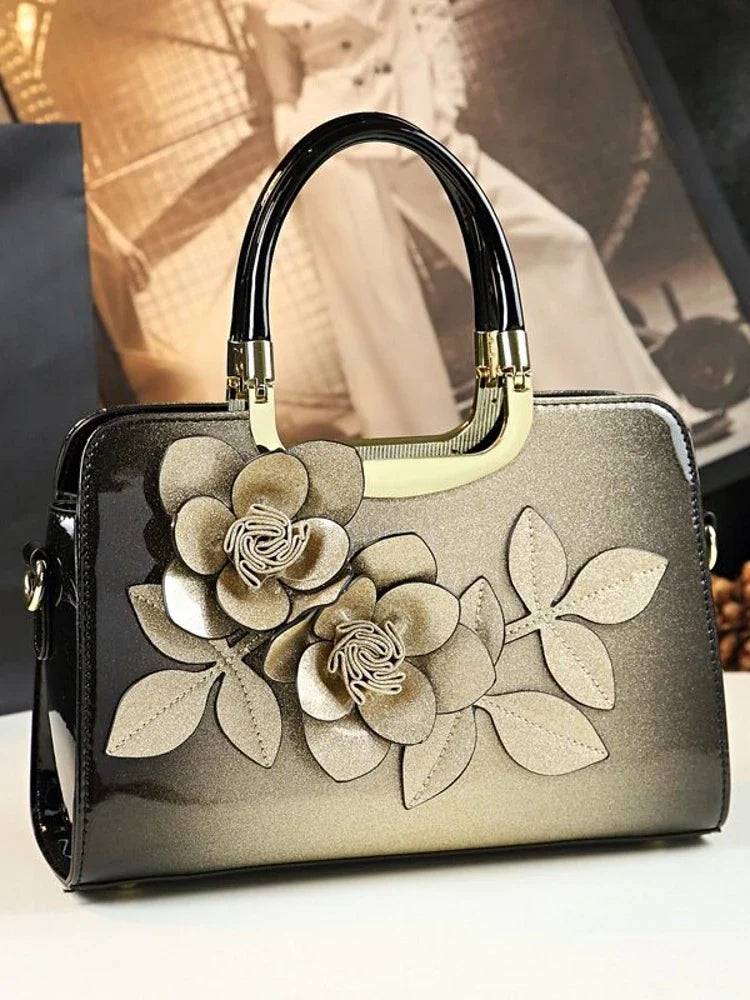 Unique Personality Floral Handbag Women's Crossbody Tote Bag Business Commuting Medium Hardness Polyester  Zipper Closure