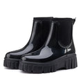 PVC Fashion Rain Boots Shoes For Women Solid Anti-slip Wear-resistant Thick Soled Shoes Low Cut High Top Round Toe Waterproof Water Shoes
