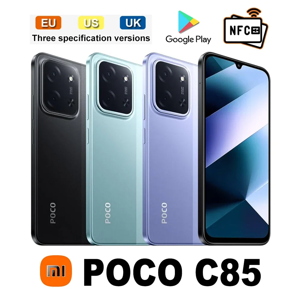 XIAOMI POCO C85 original smart phone 6000mAh/8GB+256GB memory/support GPS/NFC Smart phone