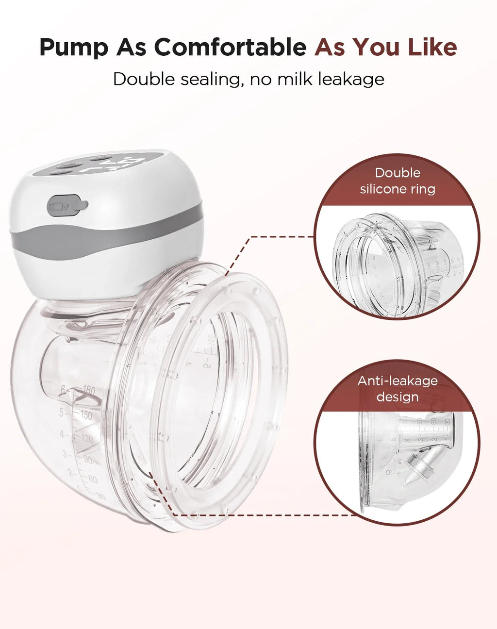 Updated Electric Breast Pump 21/24mm BPA-Free Breastpump 3 Modes & 12 Suction Levels Ultra Quiet 45dB for Working Moms & Travel