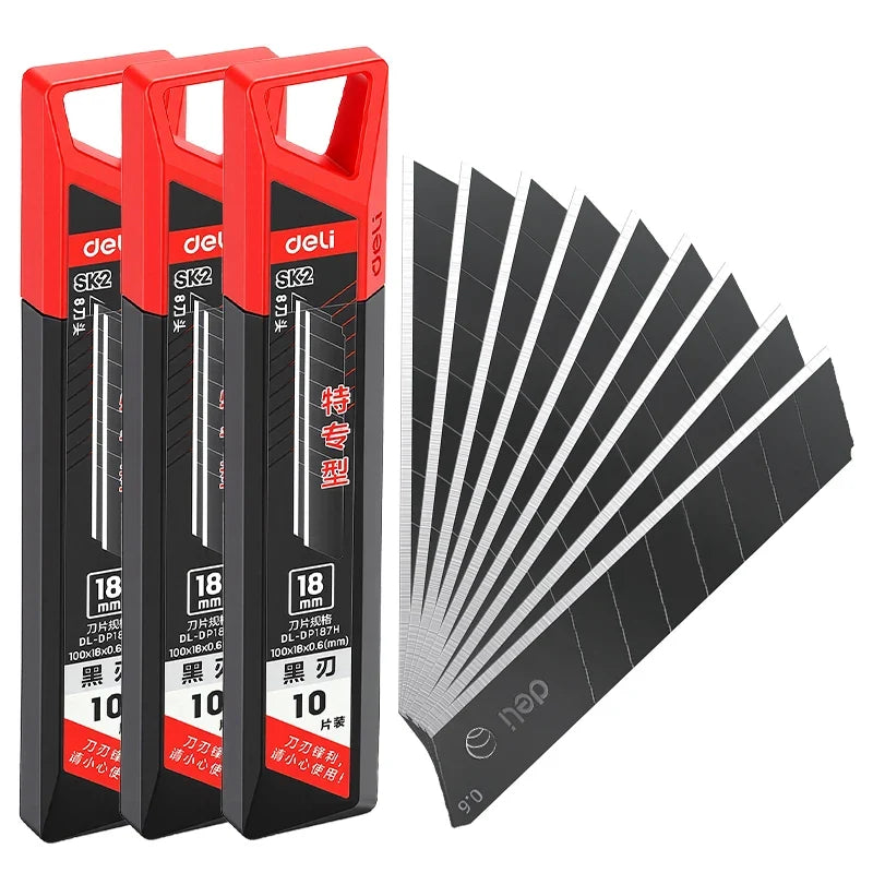 Heavy Duty 18mm Utility Knife Blades, 0.6mm Thick 60° Angle Alloy Steel, for Flooring, Packaging & Industrial Materials Cutting