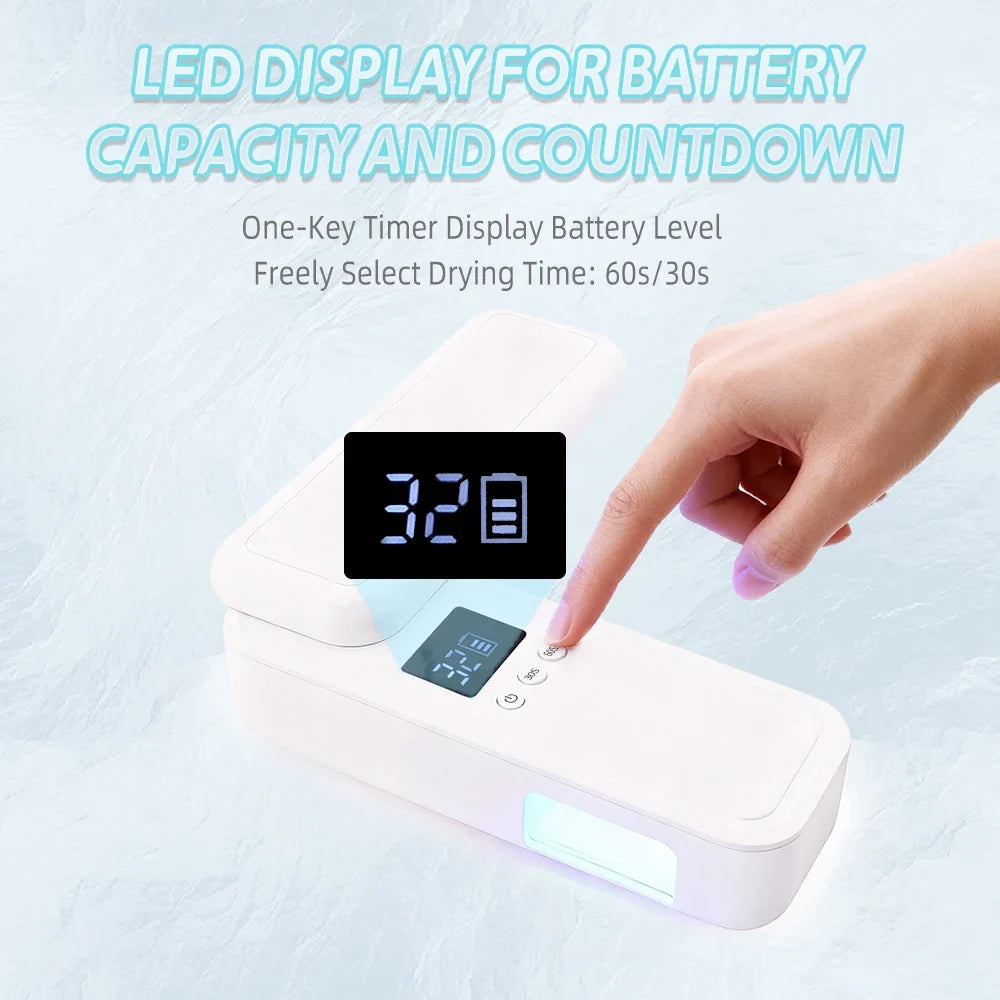 Rechargeable Foldable Gel Nail Polish Curing Light, 48W Wireless UV LED Nail Lamp, Auto On/Off, Timer Setting, Pocket Size Home