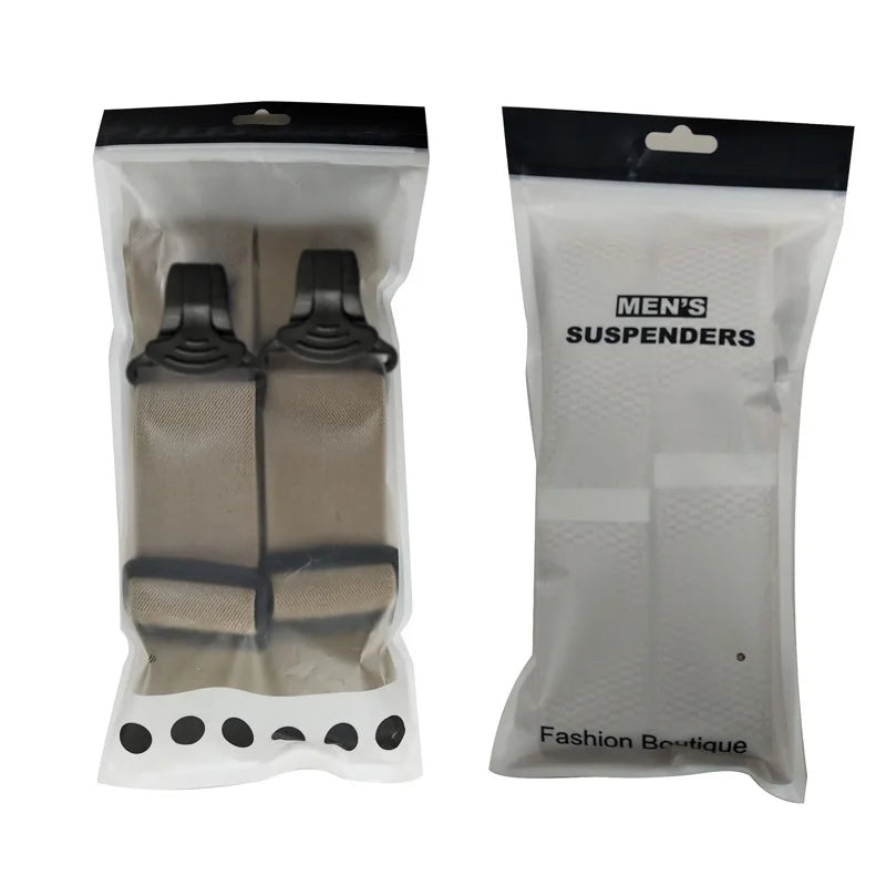 High Elastic Adjustable Work Suspenders For 3.8cm Wide with 4 Plastic Gripper Clasps Solid Color Elastic Trouser Pants Braces