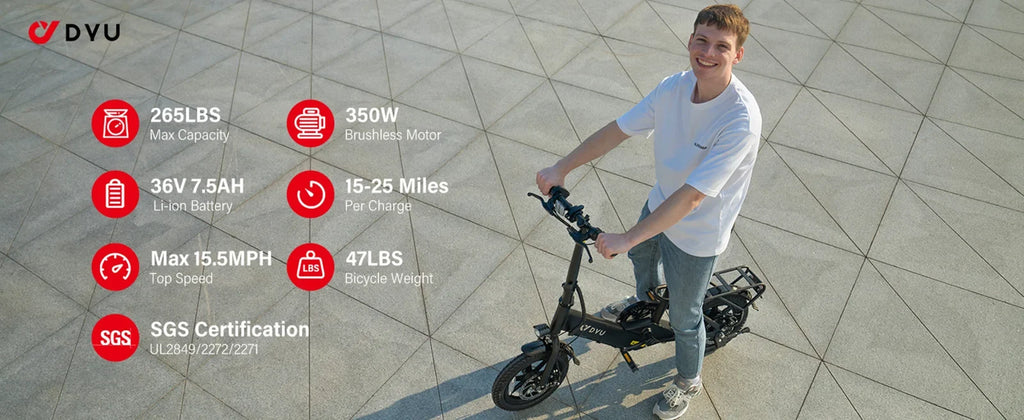 eBike Boys DYU-C3 Folding Electric Bike - Compact Aluminum Design