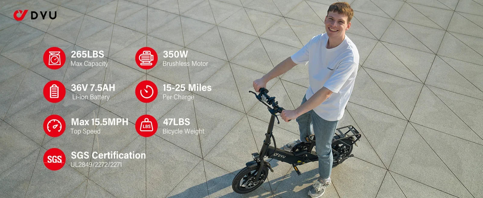 eBike Boys DYU-C3 Folding Electric Bike - Compact Aluminum Design