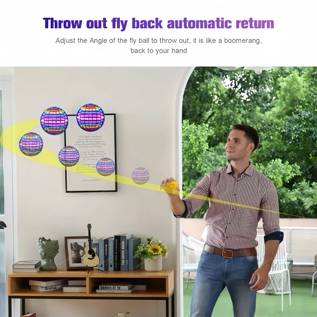 Boomerang Flyorb Magic Flying Ball with LED Lights Drone Hover Ball Fly Nova Orb Flying Spinner Fidget Toys Gift for Kids