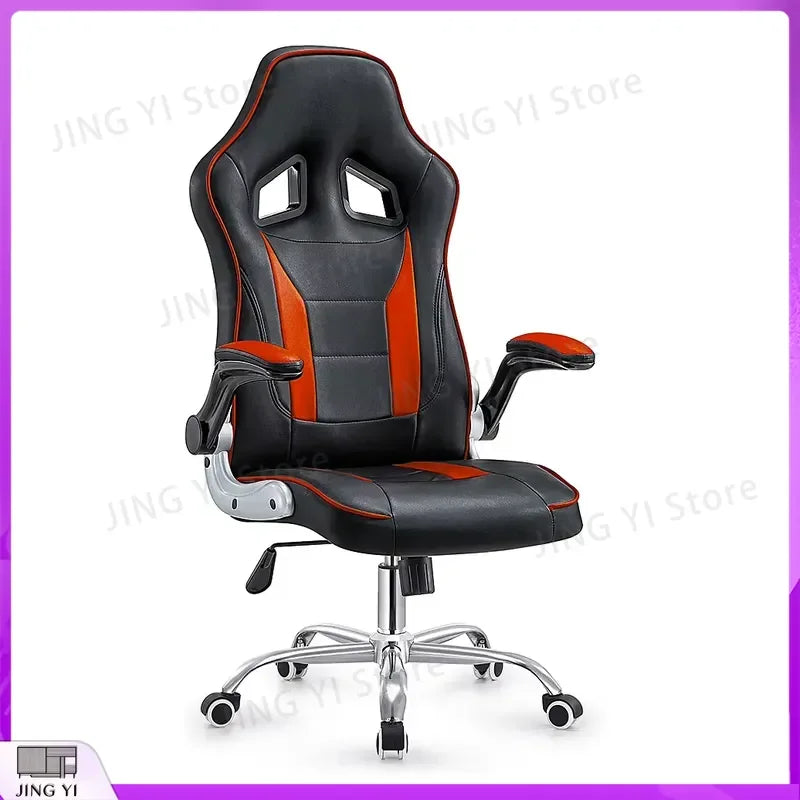 Ergonomic Gaming Chair with LED Lights Blue PU Leather Reclining Computer Game Chair Adjustable Height Racing Style Office