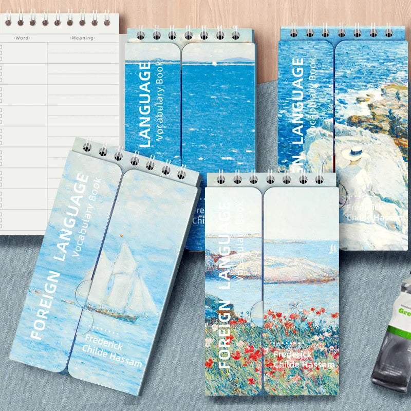 Portable Mini Notebook Japanese Famous Painting Pocket Spiral Notebook Languages Learning Word Book for School Stationery