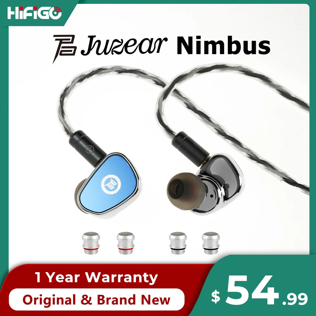JUZEAR Nimbus HiFi IEM Dynamic In-ear Earphone 3 Tuning Nozzles 3.5+4.4mm/ 3.5mm+Type-C Mic Gaming Headphone Music Earbuds