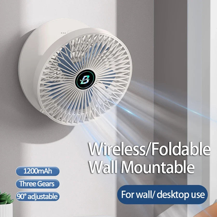 2024 the Most Popular 2IN1 Portable Fan Air Conditioner Wall Mounted Fan Rechargeable Folding Fan With 3 Gears for Home Office