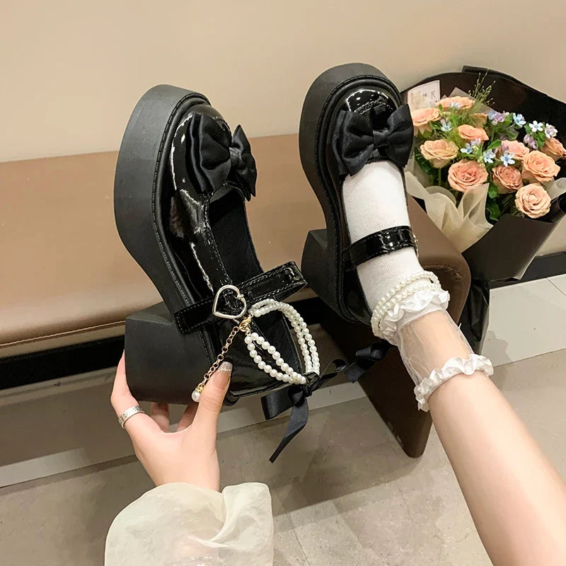 2026 Lolita Shoes Black Super High Heels Mary Jane Shoes Women Chunky Platform Pumps Woman Ankle Buckle Party Shoes