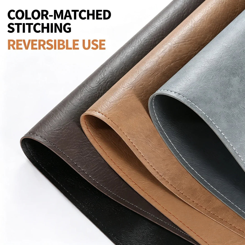 Double-sided Two-tone PU Desk Mat, Reversible Waterproof Oil-proof Leather Pad for Laptop & Mouse