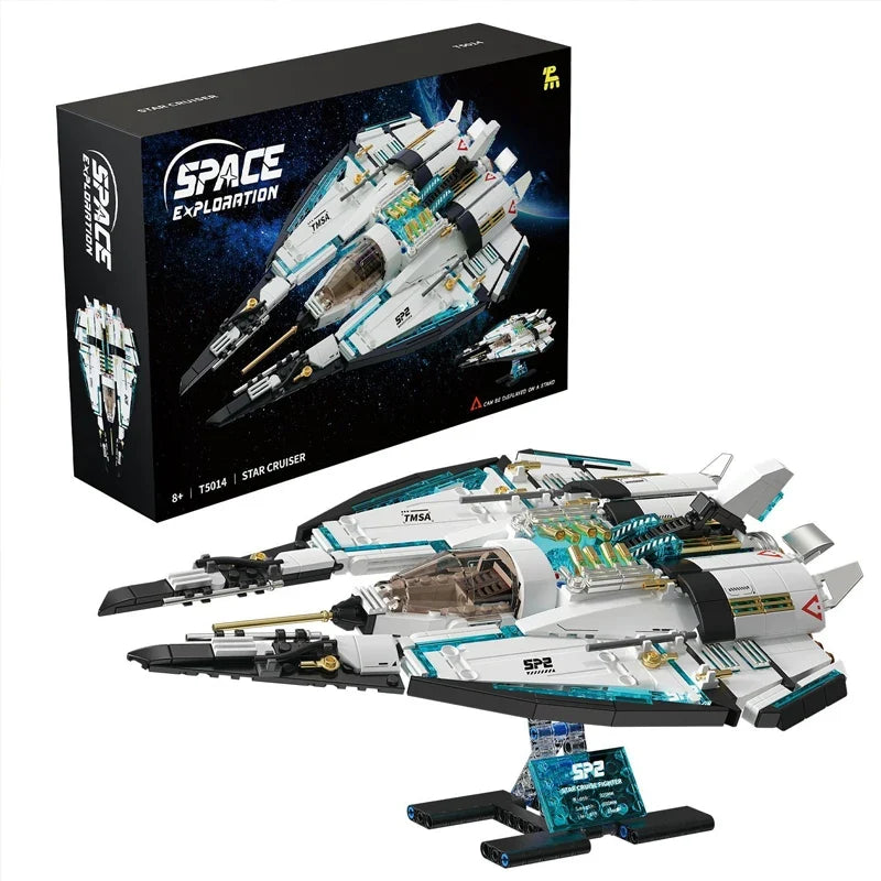 739PCS Space Wars Galaxy Starship Cruiser Building Blocks Interstellar Fighter Model High Tech Educational Toys Boys Kids Gift