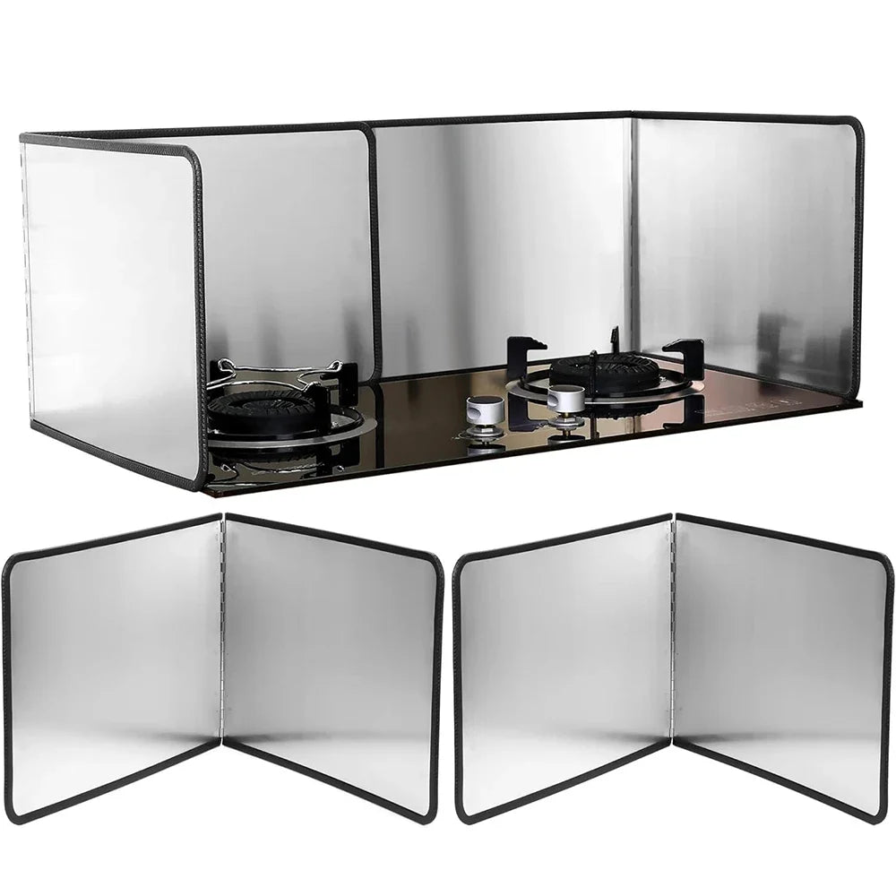 LMETJMA Splatter Guard Foldable Stainless Steel Oil Splash Board Nonstick Oil Splatter Guard Heat Insulation Board For Stove Top