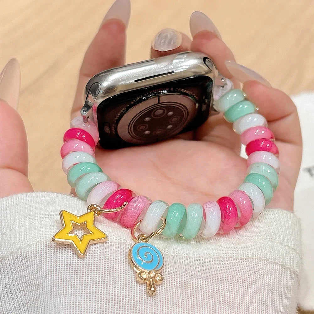 Strap for Apple Watch Bands Ultra2 3 49mm 40mm 41mm 44mm 46mm Stretchable Cute Scrunchie Brecelet iWatch Seires 10 9 8 7 5 SE 11