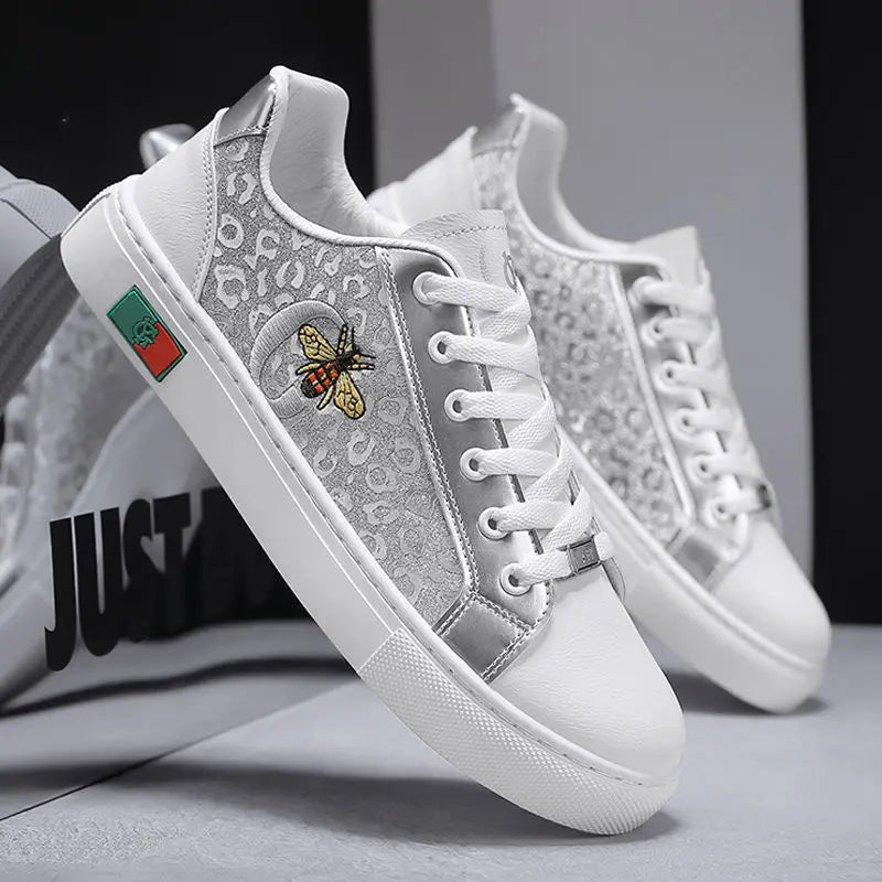 Golden silver Coiffeur man casual shoes flats embroidery on running shoes mens designer shoes sneakers luxury walking tennis