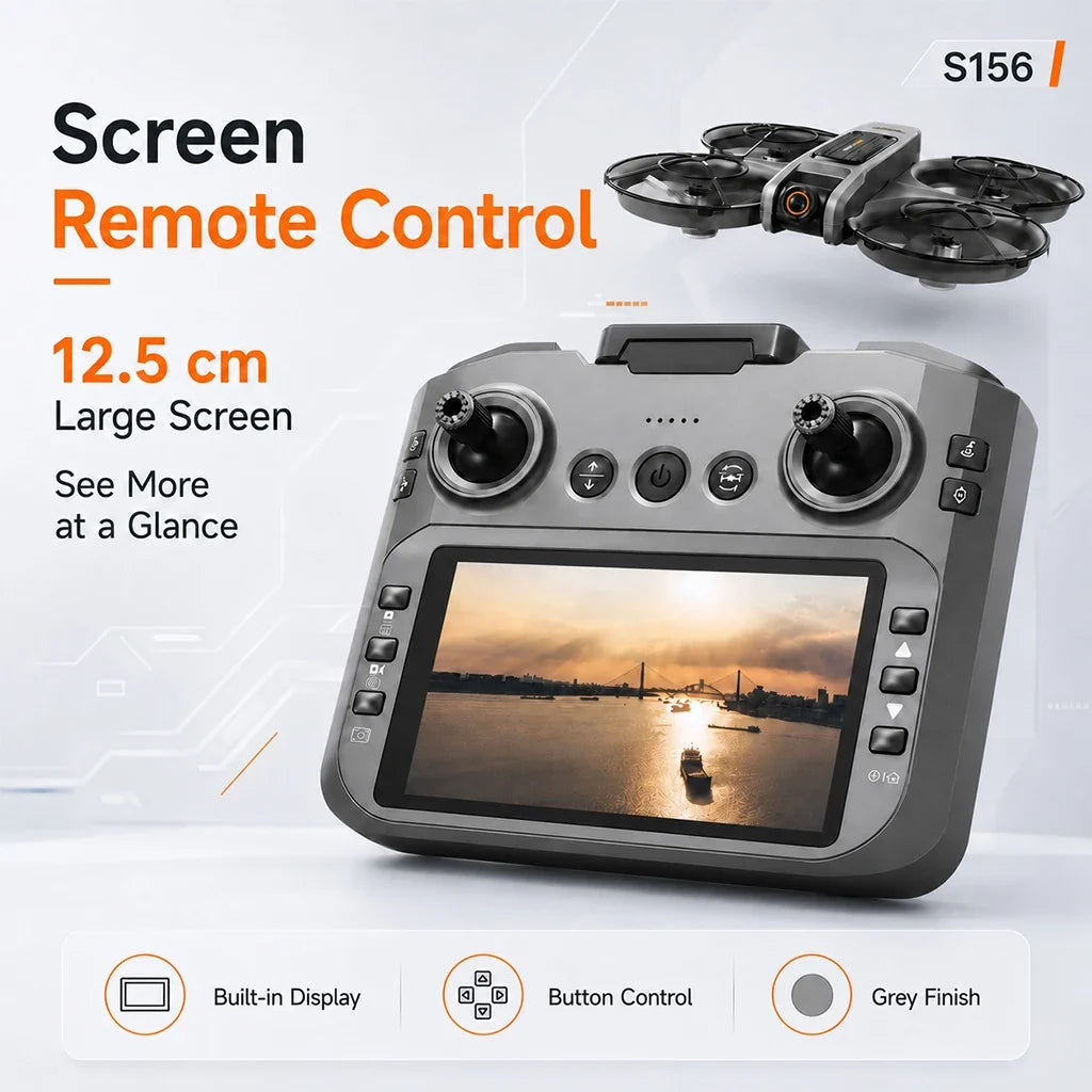 RC Drone 12.5cm Large Screen Remote Control Optical Flow Positioning Stable Hover Wind Resistant 360° Surround Protection Brushless Power Drone