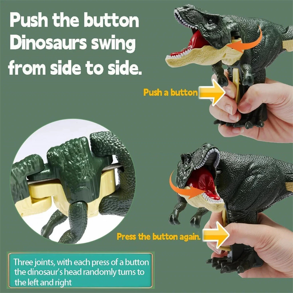 Press Bite Roaring Electronic T-Rex Dinosaur Toy, Shaking Head & Sound Effects, Interactive Tyrannosaurus Gift for Kids