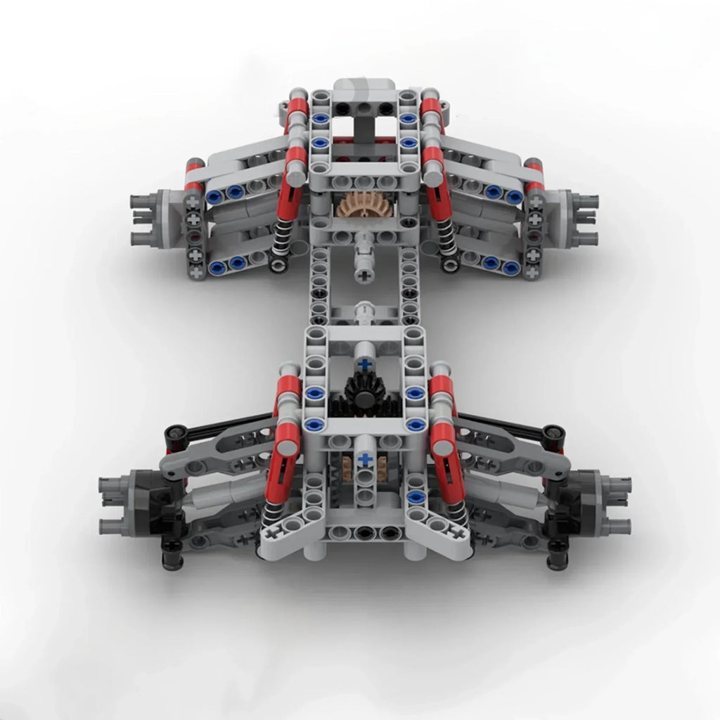 MOC 4WD Four-wheel Drive Independent Suspension Differential Chassis Steering Axle Building Blocks Tech Car Parts Toys Kids Gift